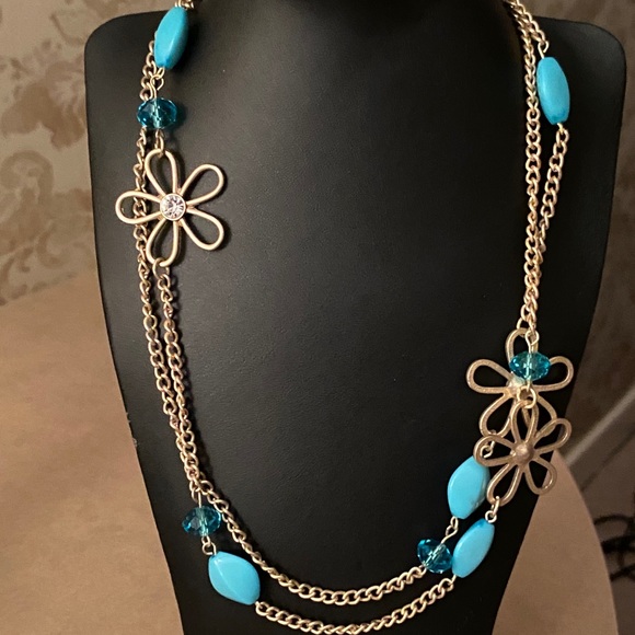 Jewelry - Turquoise And Gold Adjustable Necklace